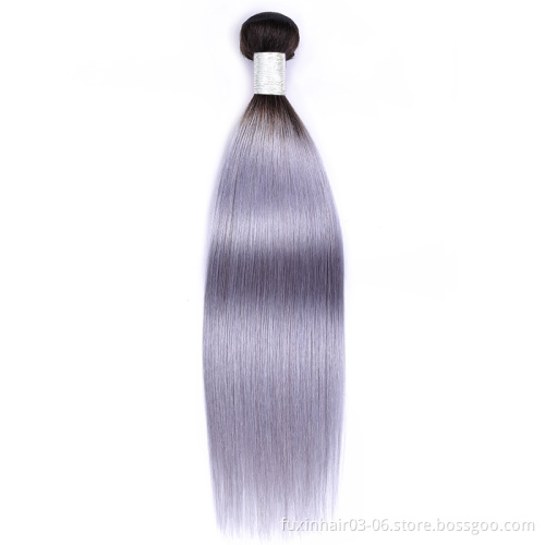 Human Hair Weaving Bundles Remy Hair Brazilian Hair Silky Straight Wave Machine Grey New Arrival Ombre Color 1b 8A Grade